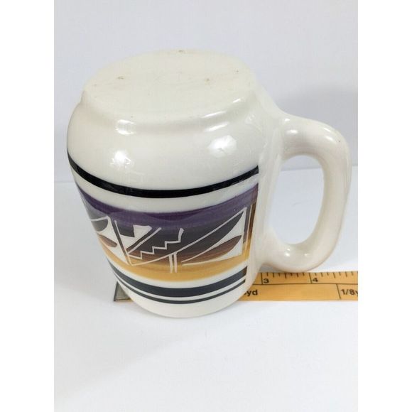 Mesa Verde Pottery Mug - Signed Silas Navajo Purple And Yellow - Picture 11 of 11